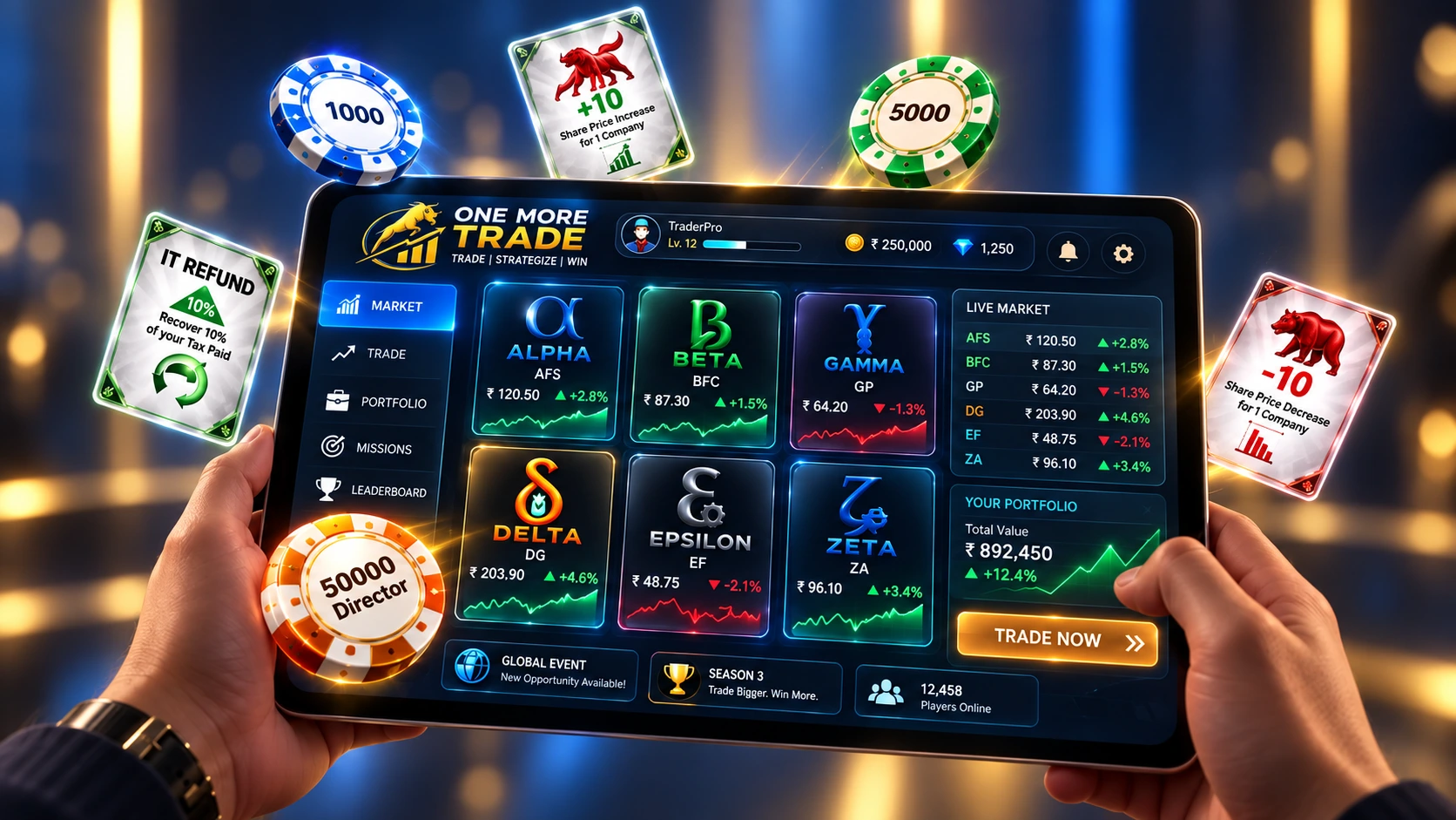 OMT game tablet and cards interface